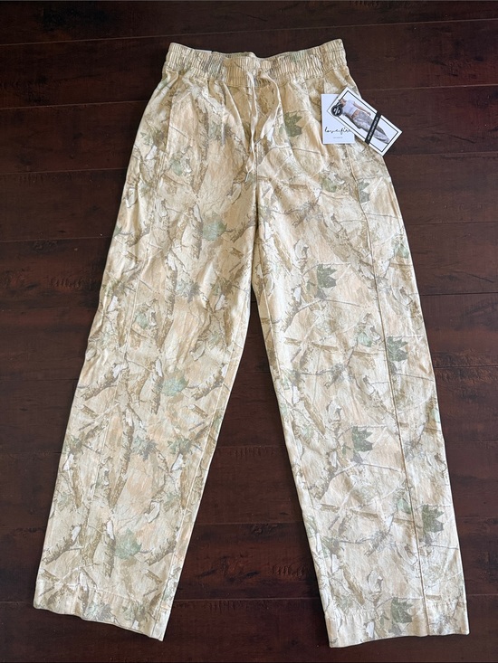 love, Fire Pants - love, Fire Beige Camouflage Joggers with Subtle Green Print